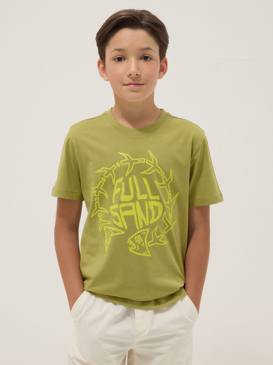 T-shirt verde in cotone organico a maniche corte_1