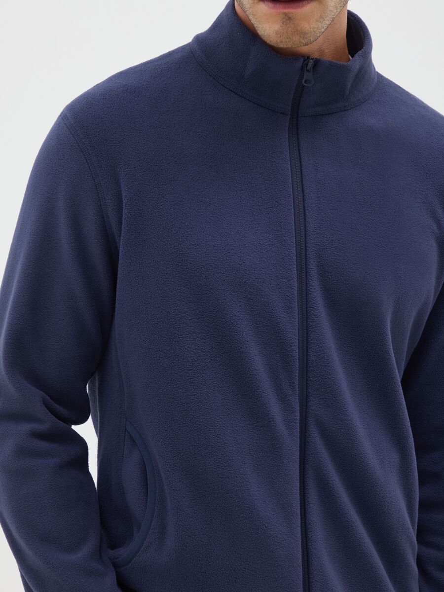 Felpa in pile blu regular fit_3