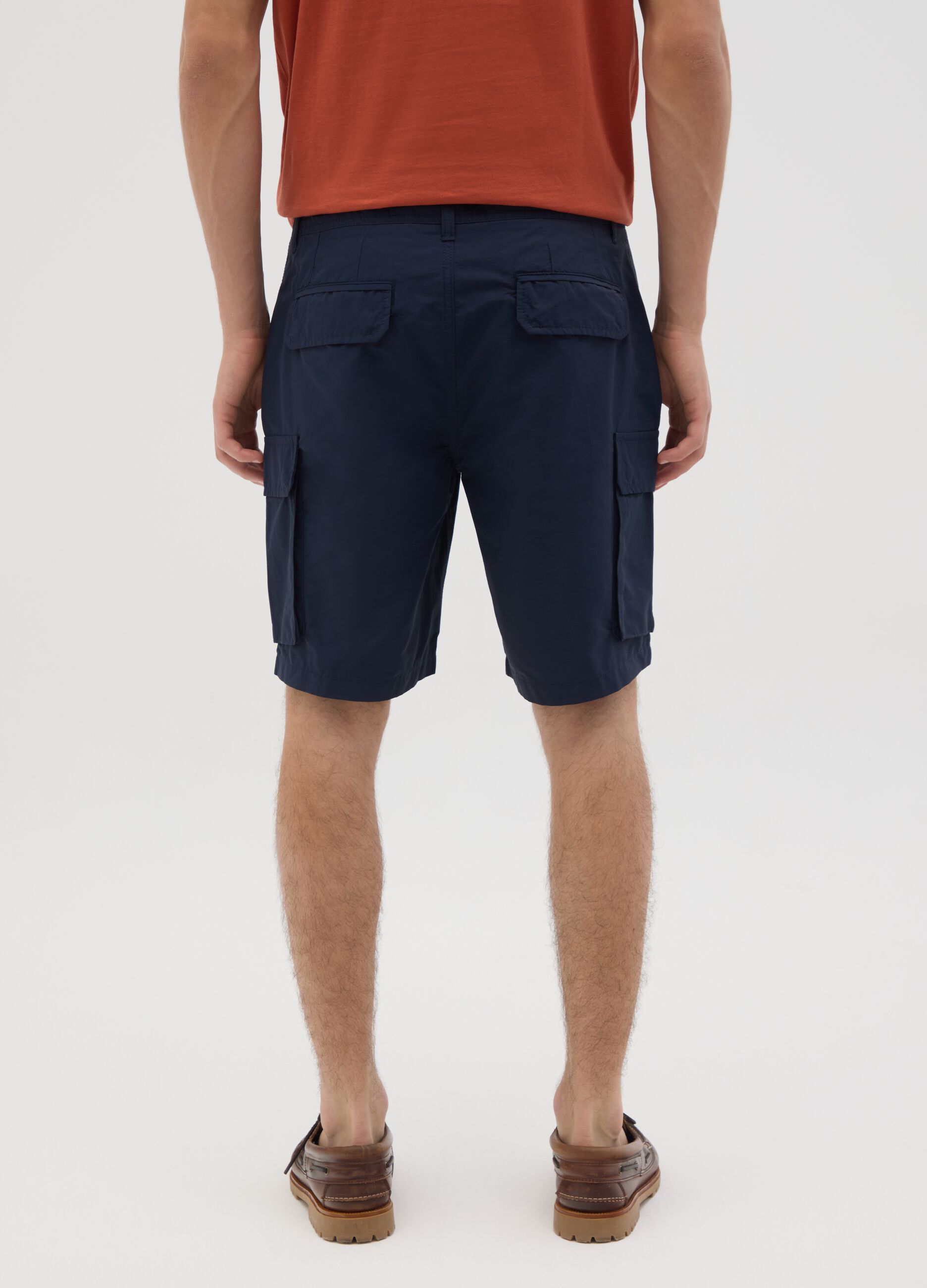 Bermuda da uomo in misto cotone blu regular fit