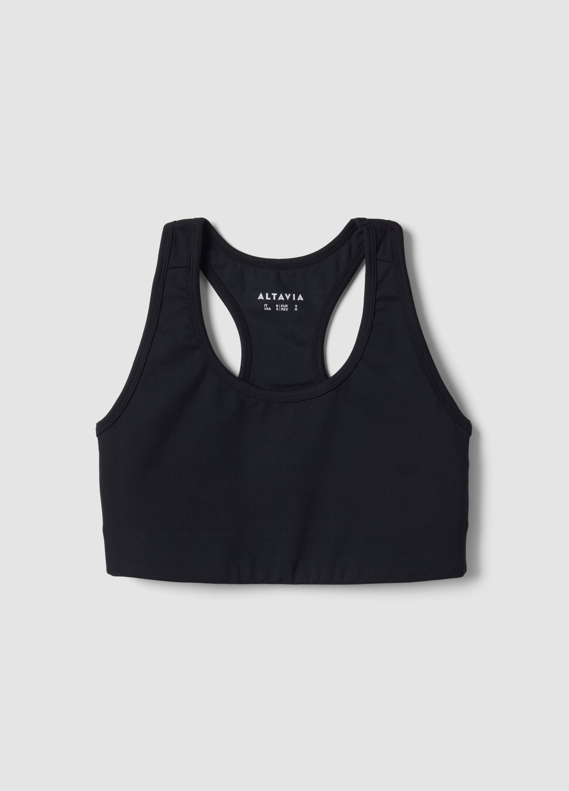 Reggiseno sportivo nero in tessuto elasticizzato traspirante ALTAVIA STUDIO