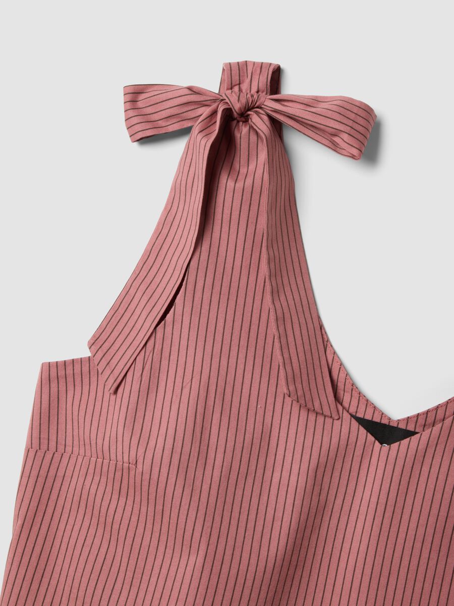Blusa rosa in cotone elasticizzato con spalline annodate_1