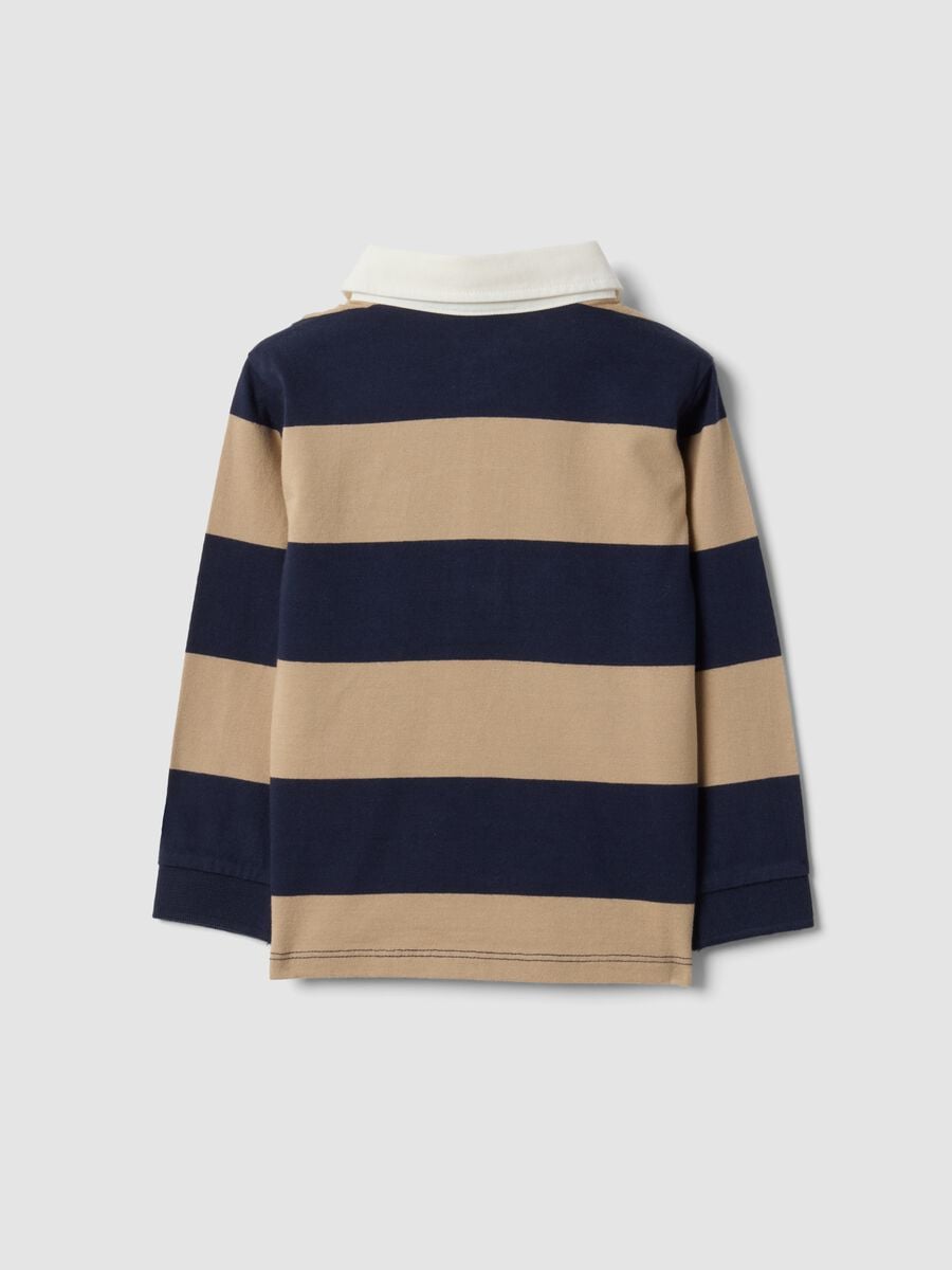 Polo blu in puro cotone organico a righe per bimbo_1
