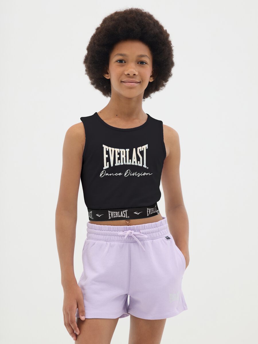Top da ragazze in cotone nero fitted con logo Everlast_0
