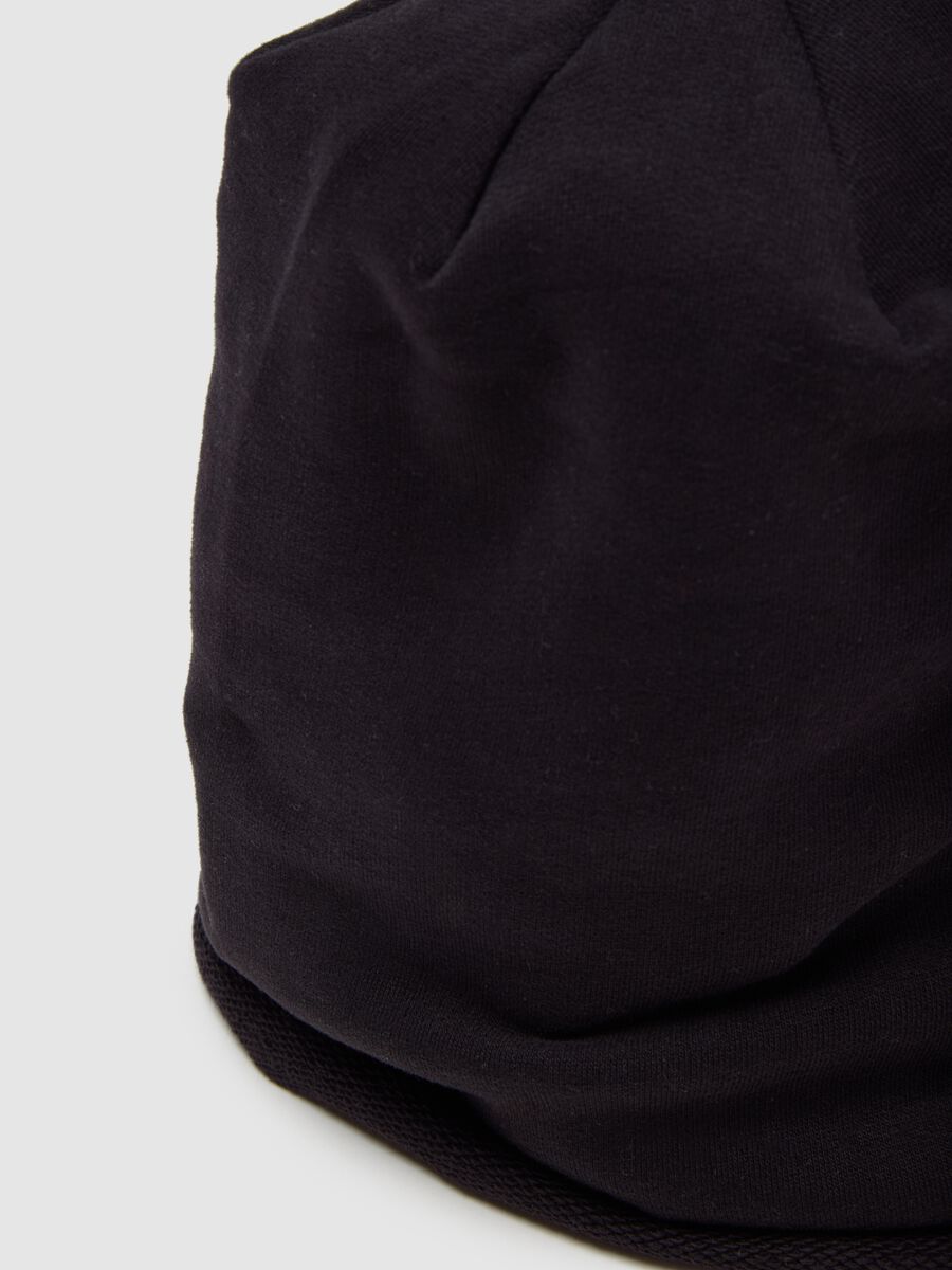 Black Stretch Cotton Boy's Beanie_2