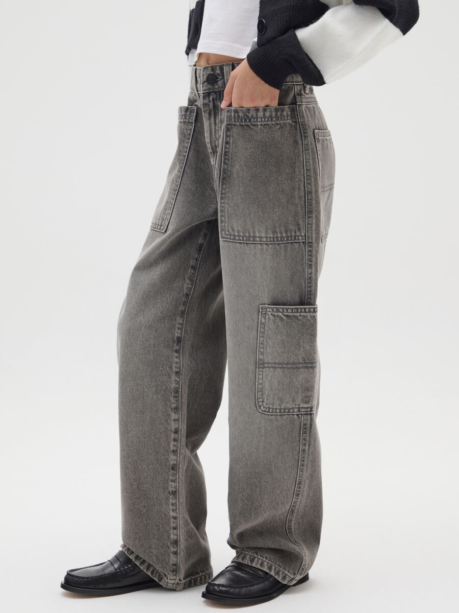 Girls' grey pure cotton skater fit jeans_2