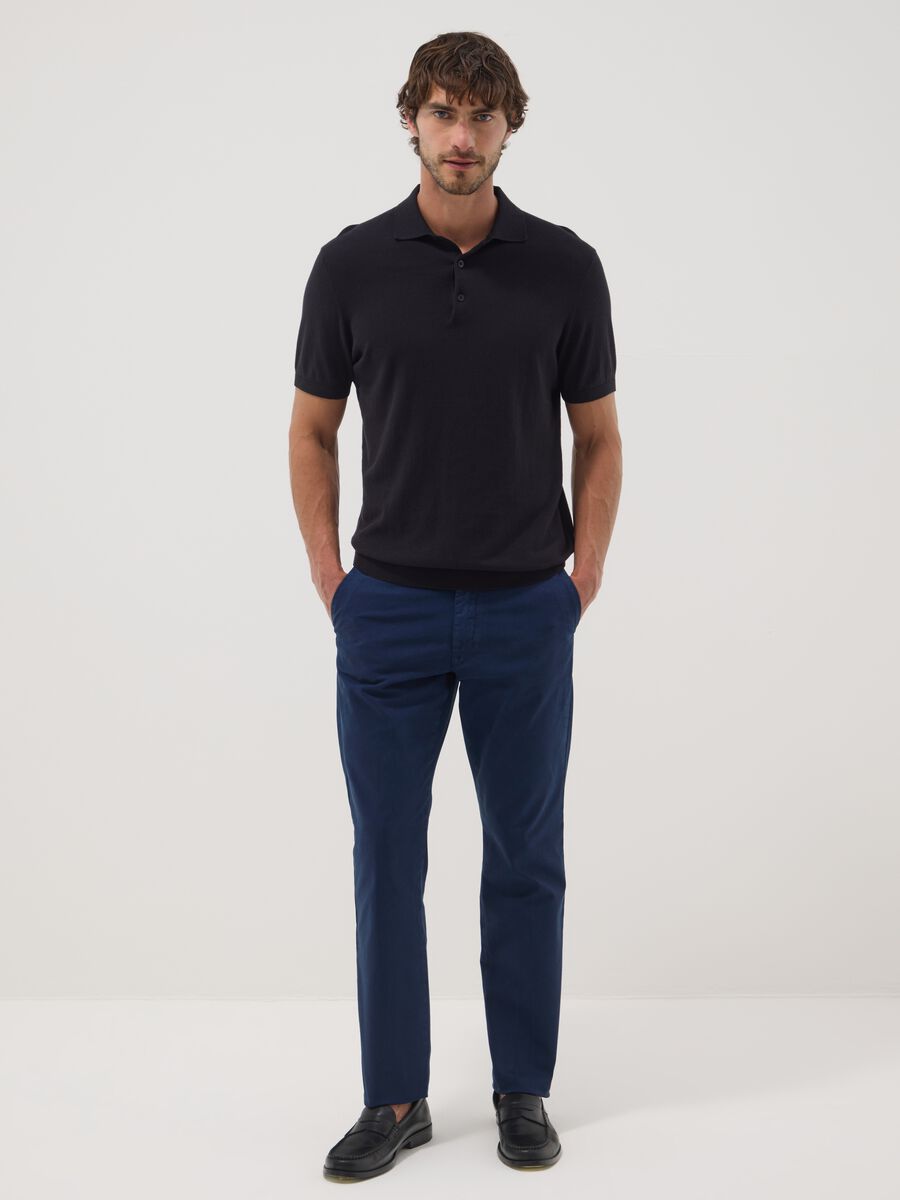 Blue slim-fit stretch cotton chinos_0