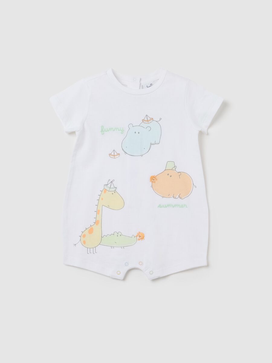 White romper suit in cotton_0