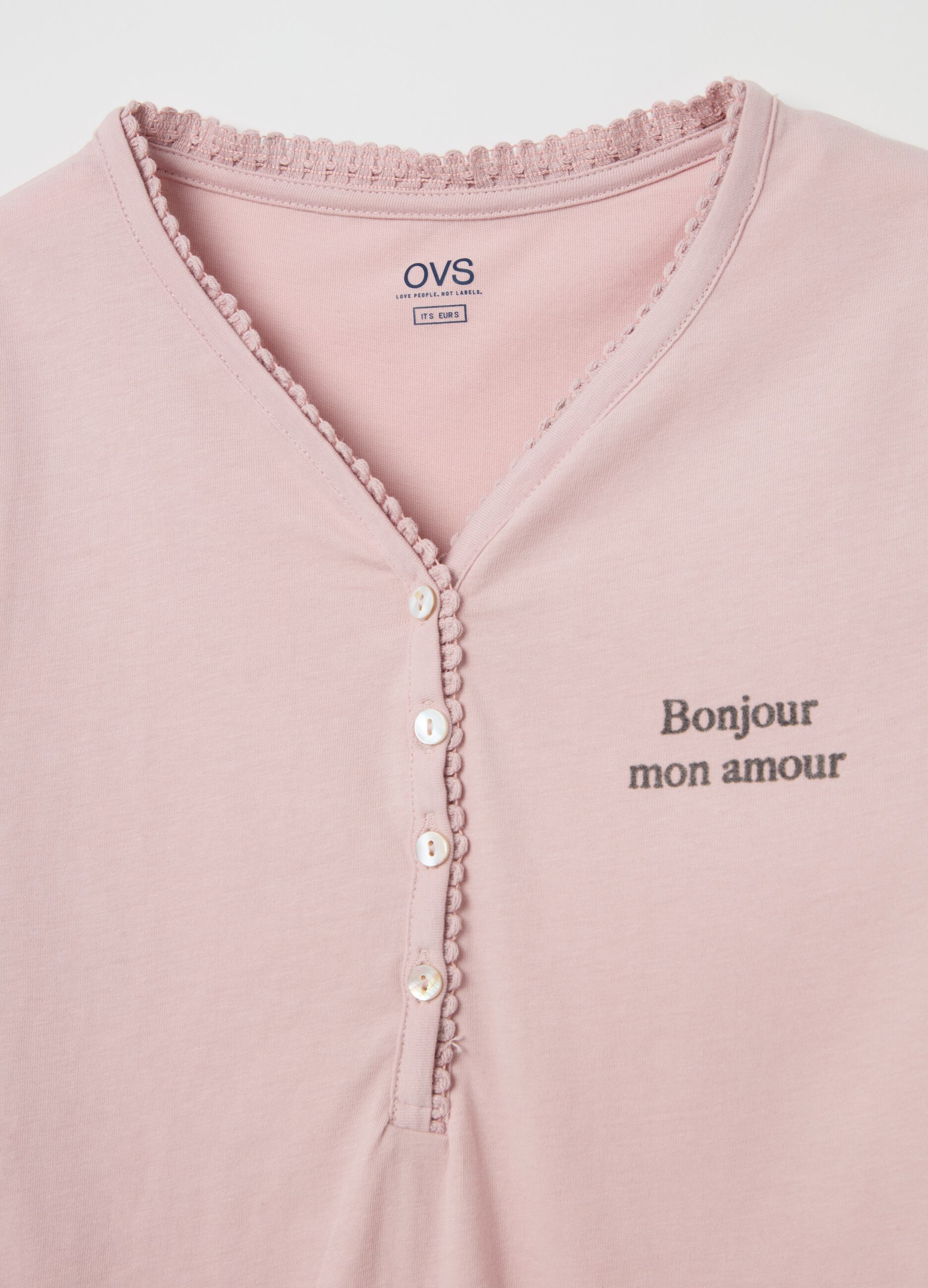 Cotton pyjamas with granddad neckline