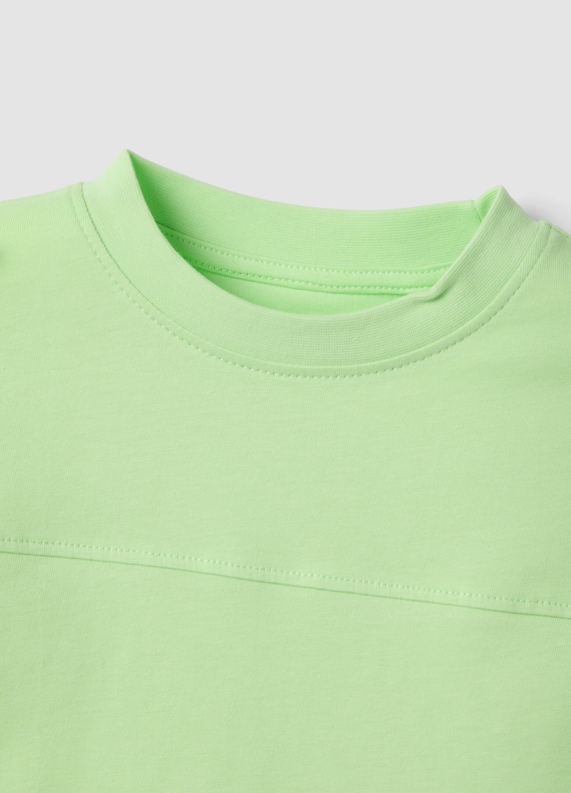 Kids&rsquo; green pure cotton T-shirt with oversized fit