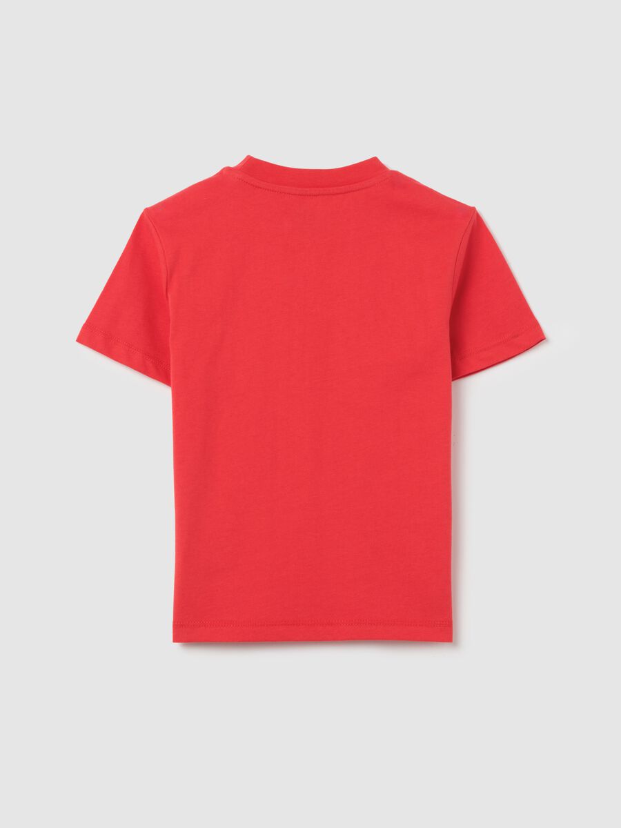Red cotton T-shirt with round neck_4
