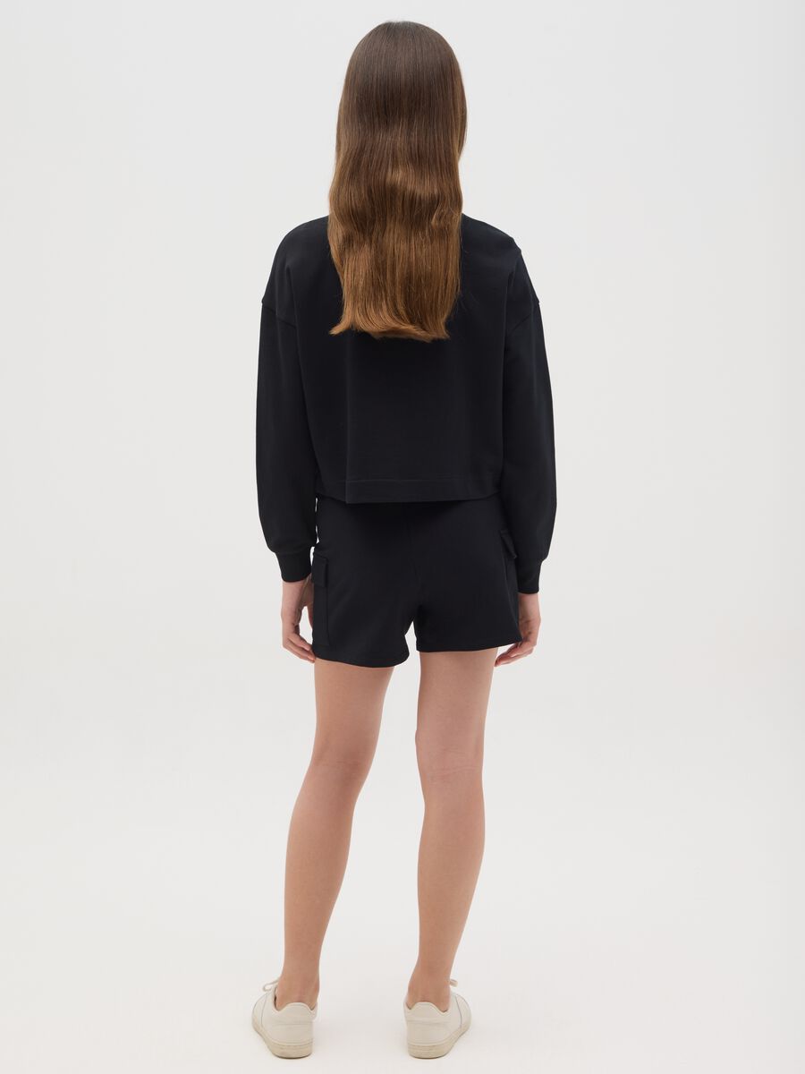 Black Cotton Cargo Shorts_1