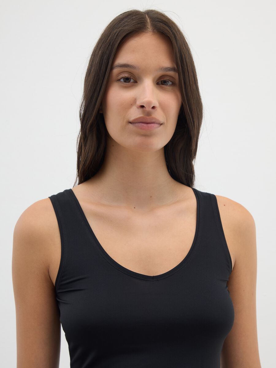 Black mixed regular fit tank top_1