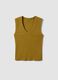 Green pure cotton regular fit V-neck tank top_4