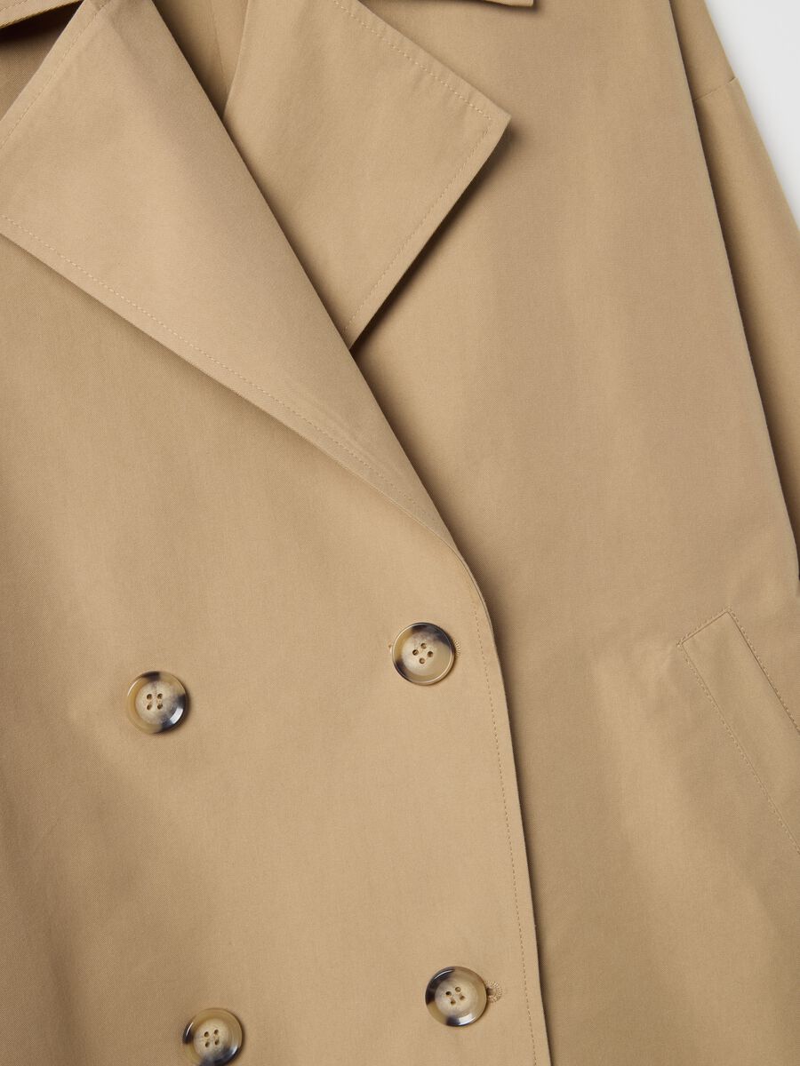 Oversized beige cotton blend trench coat_5