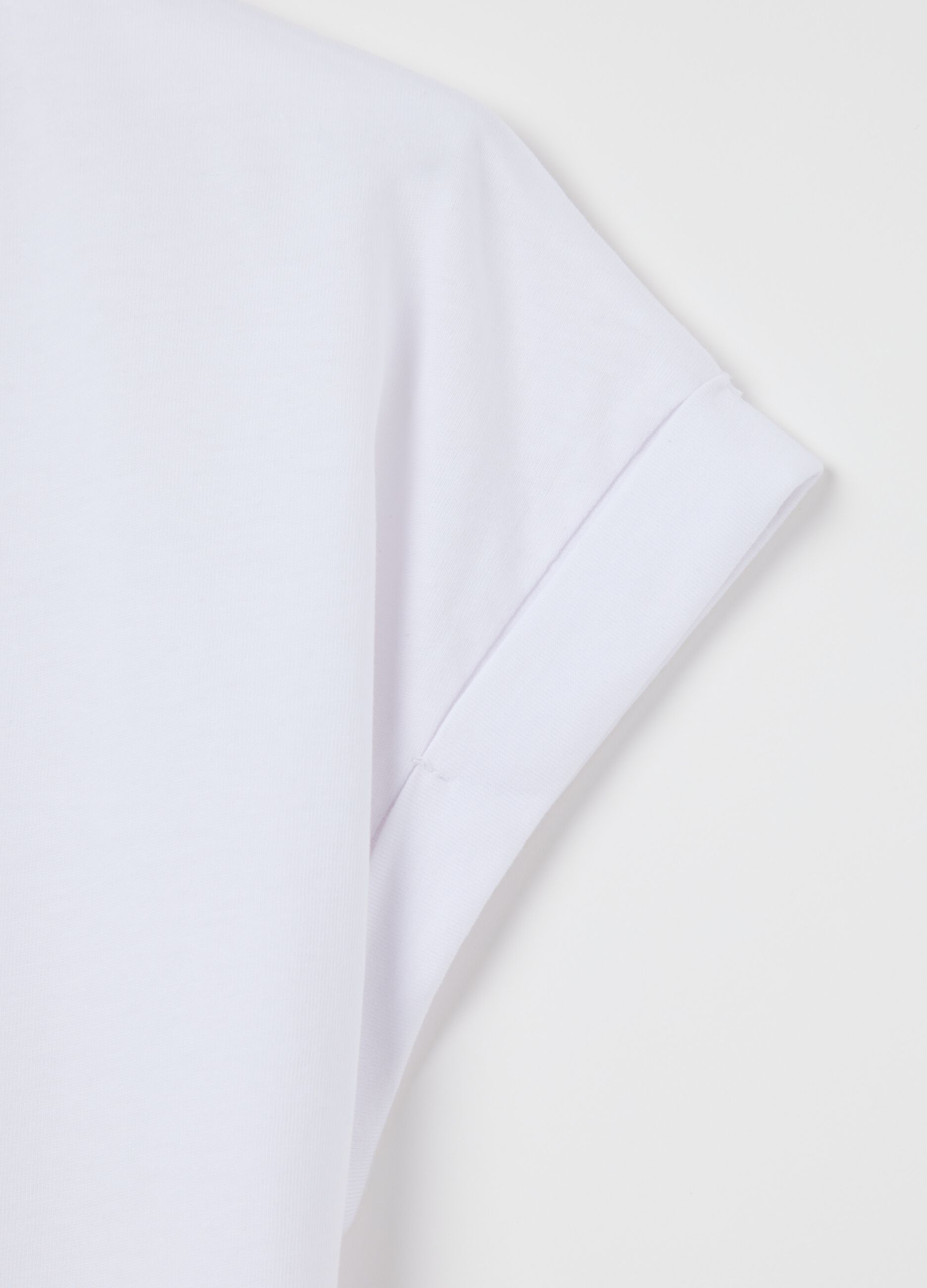 White cotton T-shirt with glitter print