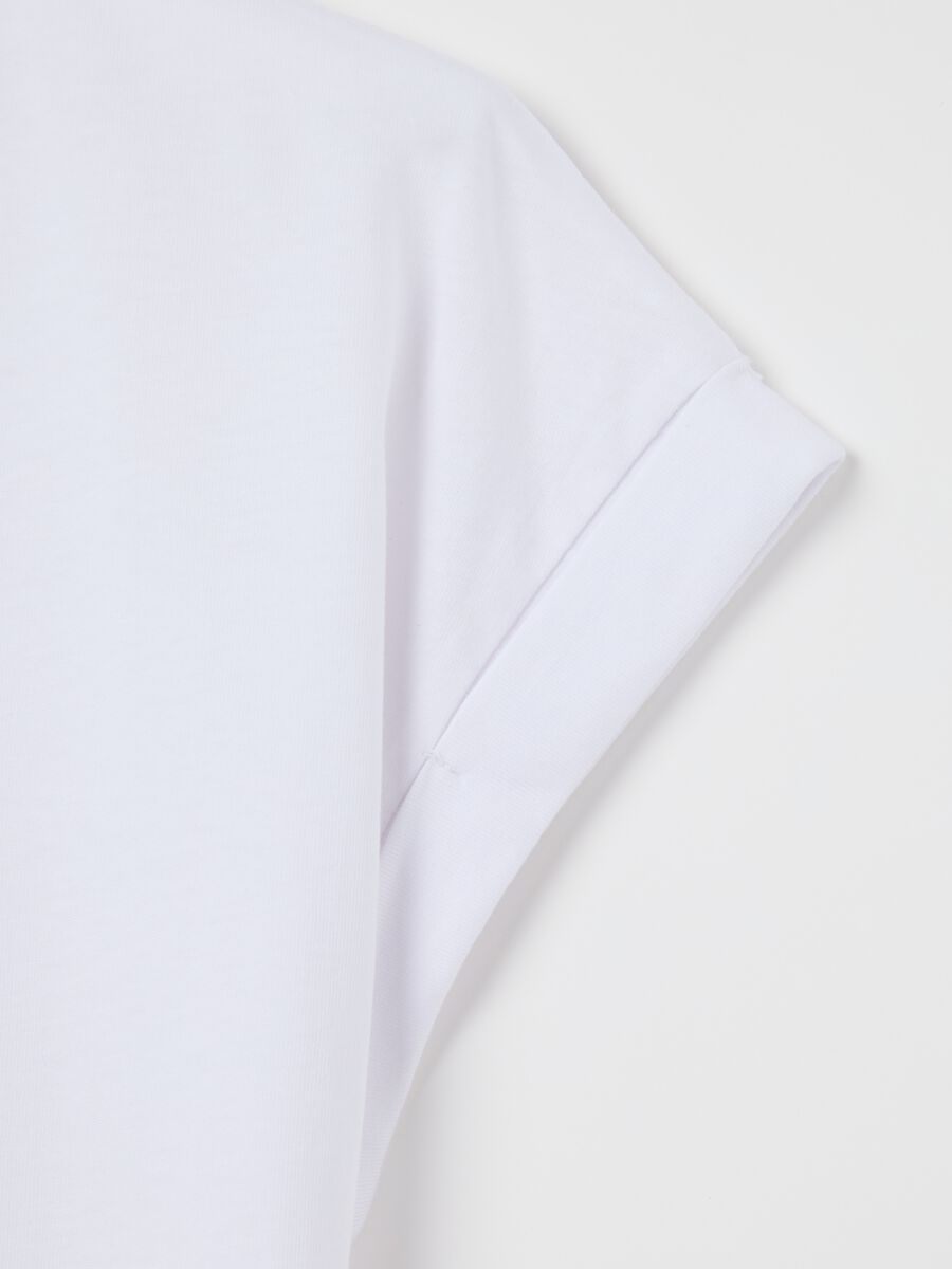 White cotton T-shirt with glitter print_5