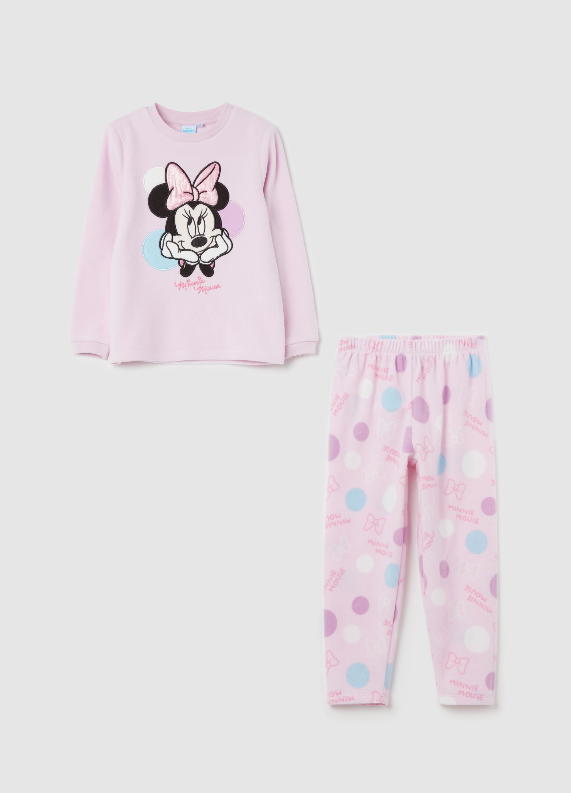 Fleece pyjamas with Minnie Mouse embroidery