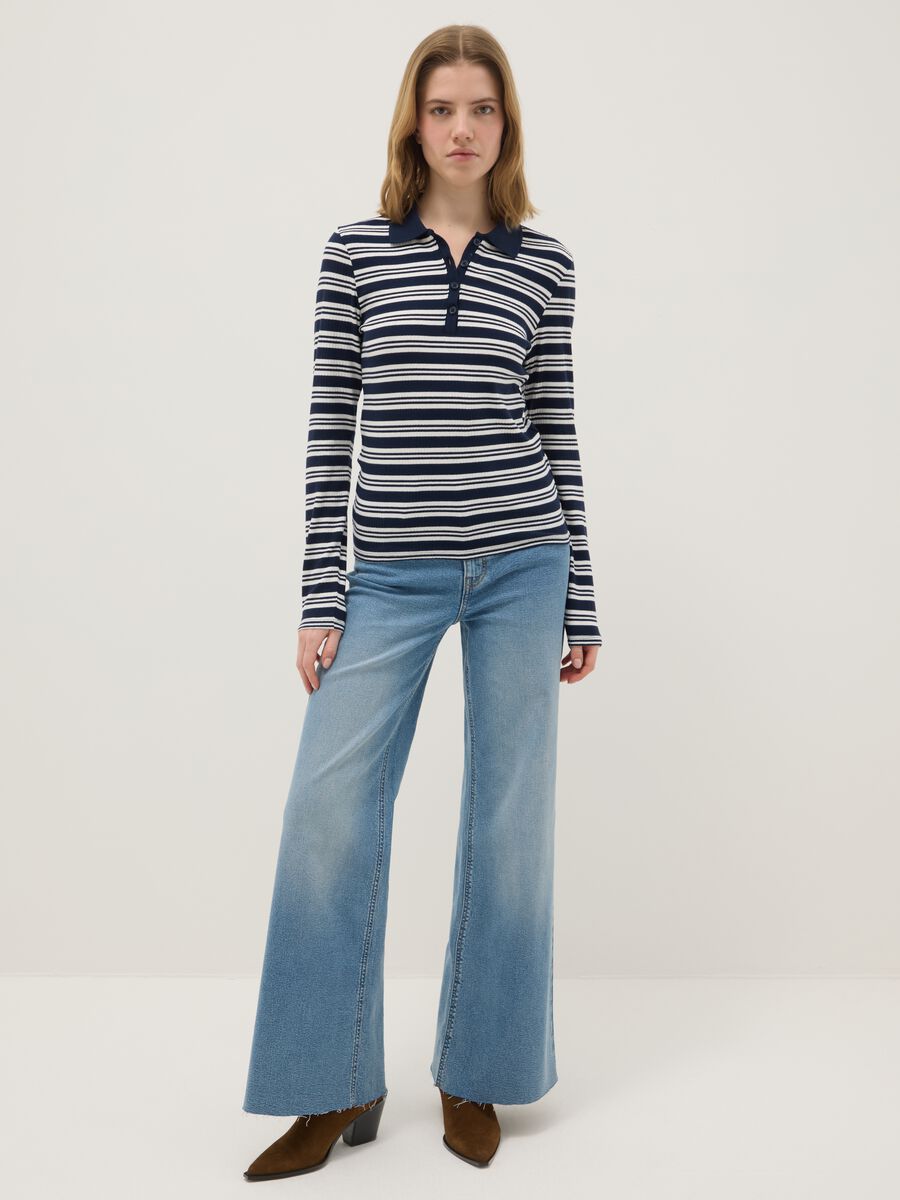 Multicolour Striped Stretch Cotton Polo Regular Fit_1