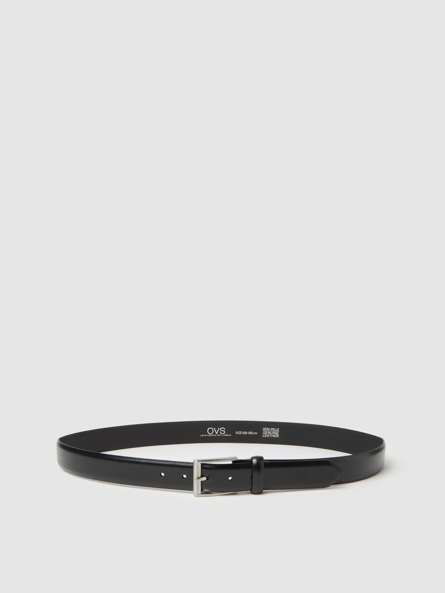Black genuine leather belt_0