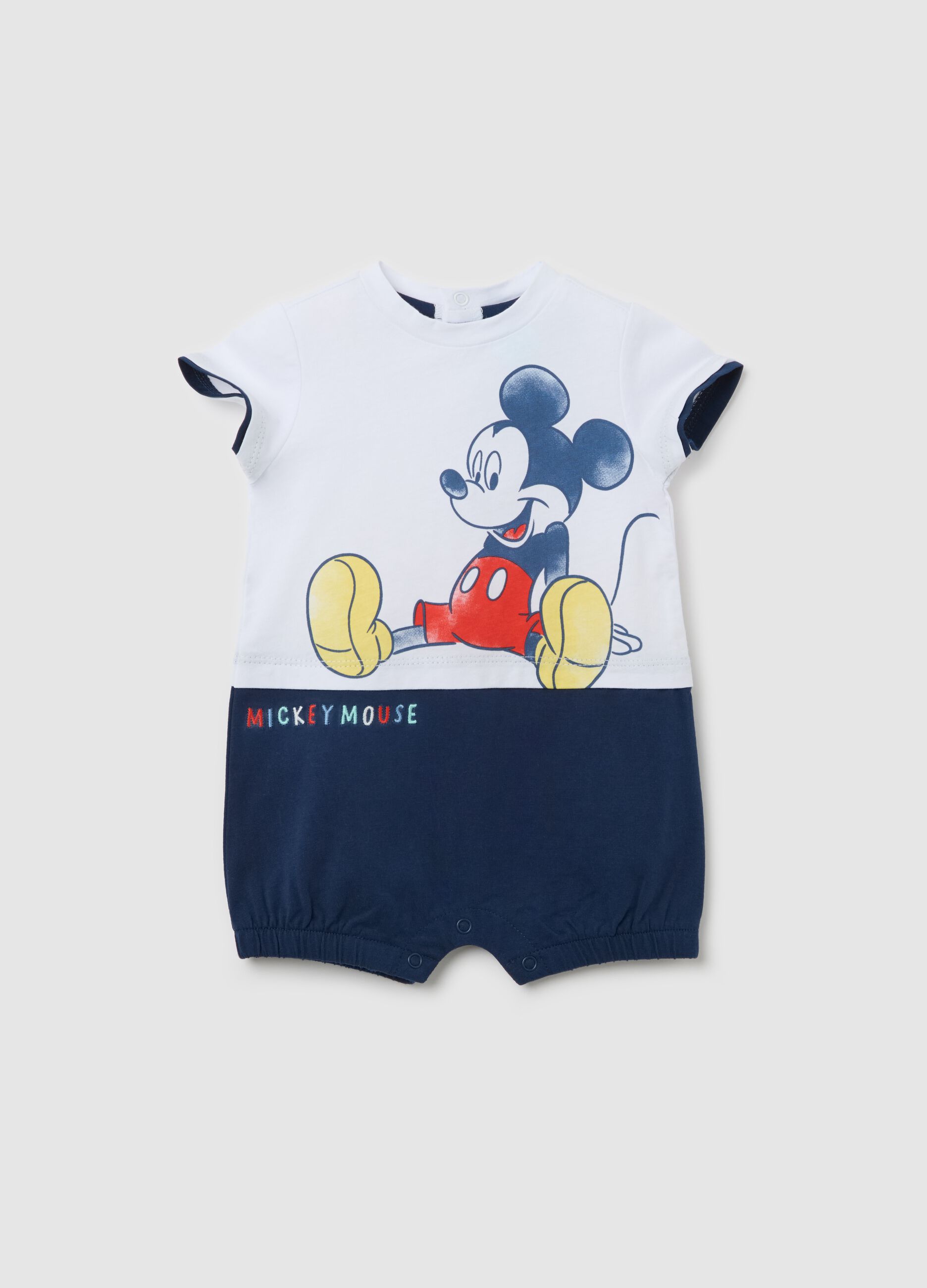 Blue and white Mickey Mouse newborn bodysuit