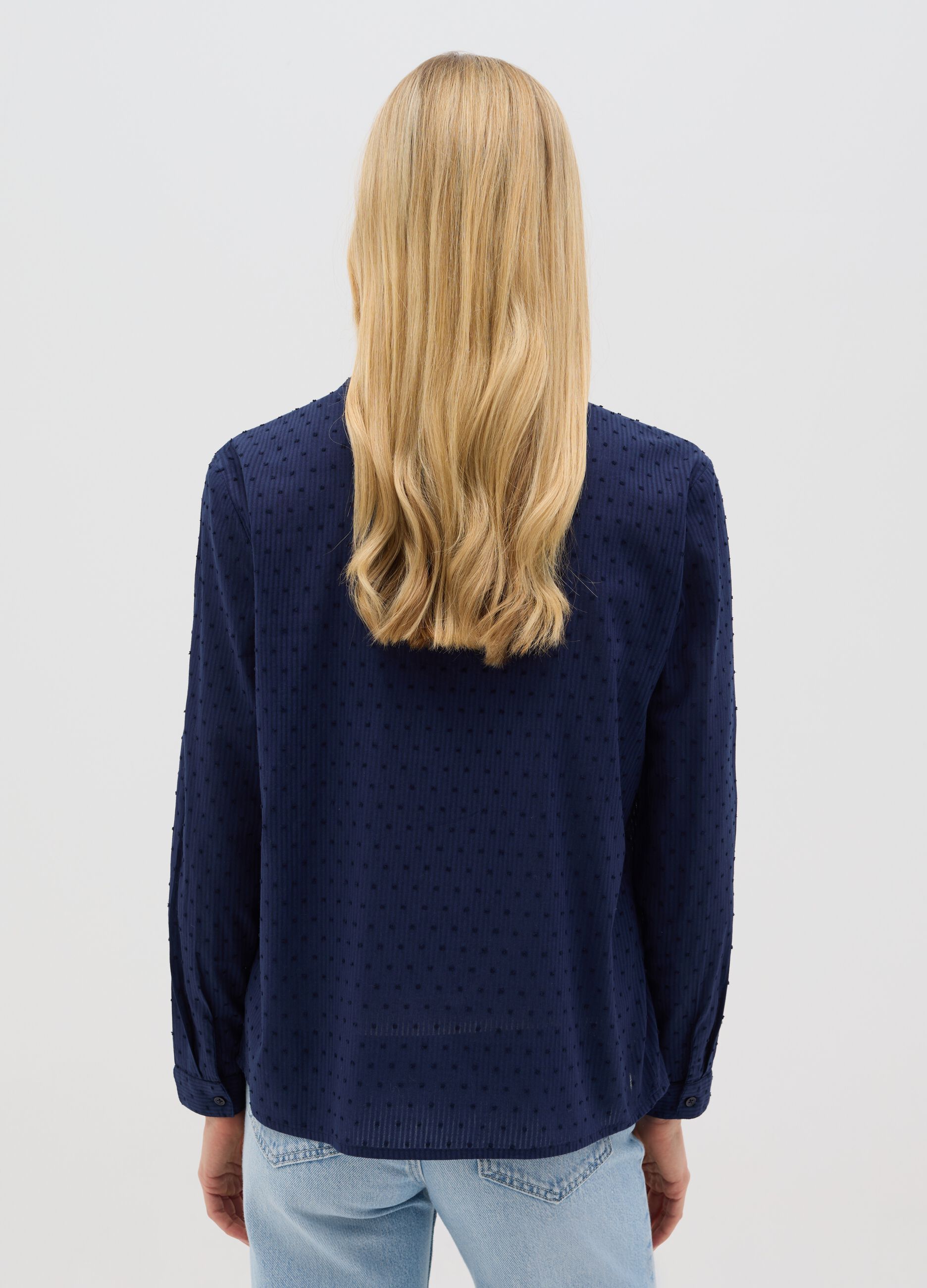 Camicia da donna in puro cotone blu regular fit