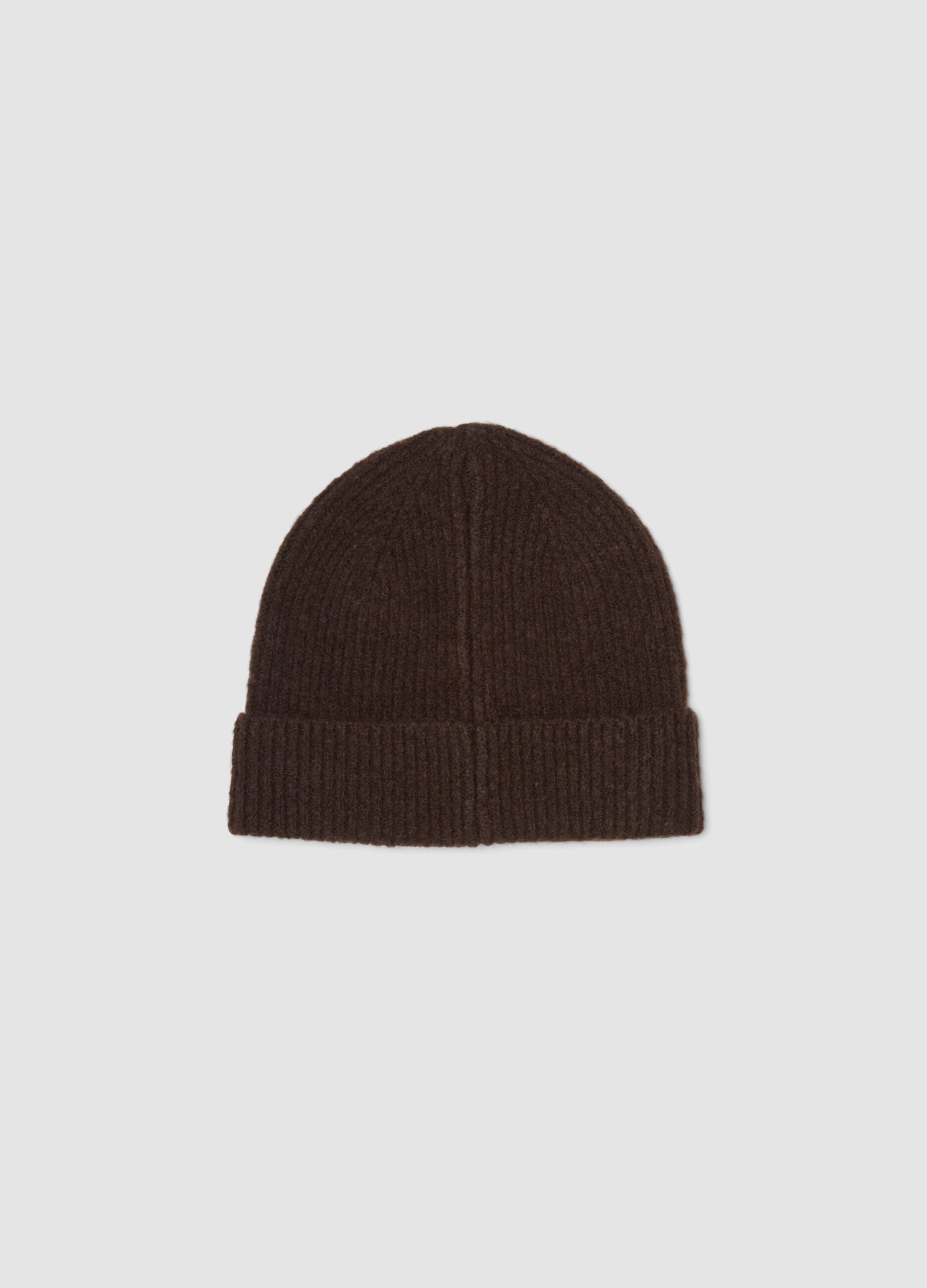 Cappello marrone in lana elasticizzato a coste