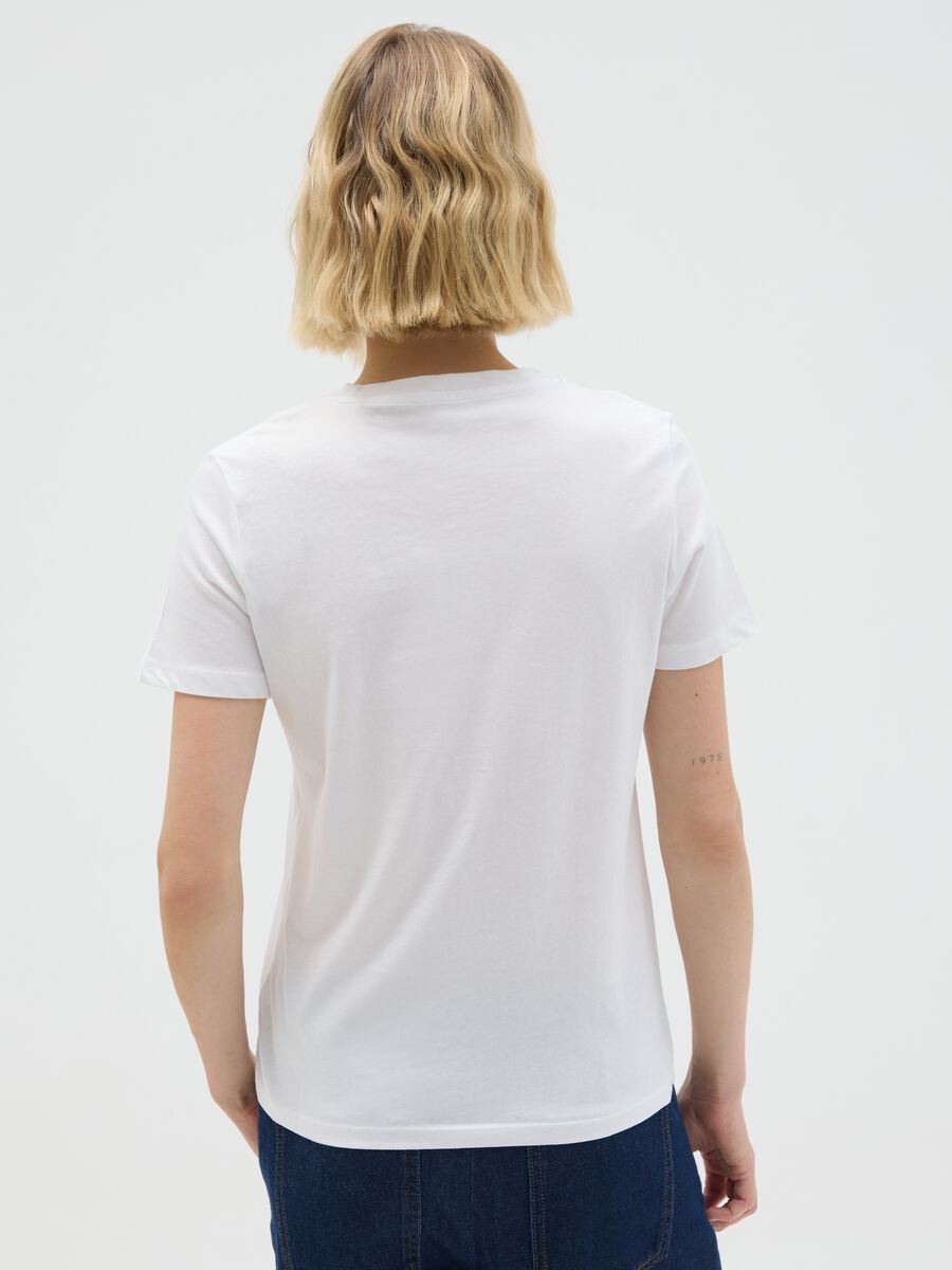 White regular fit pure cotton T-shirt_3