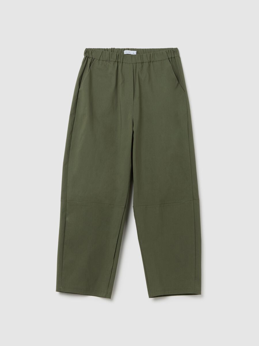 Women's Green Stretch Fabric Trousers Regular Fit_4