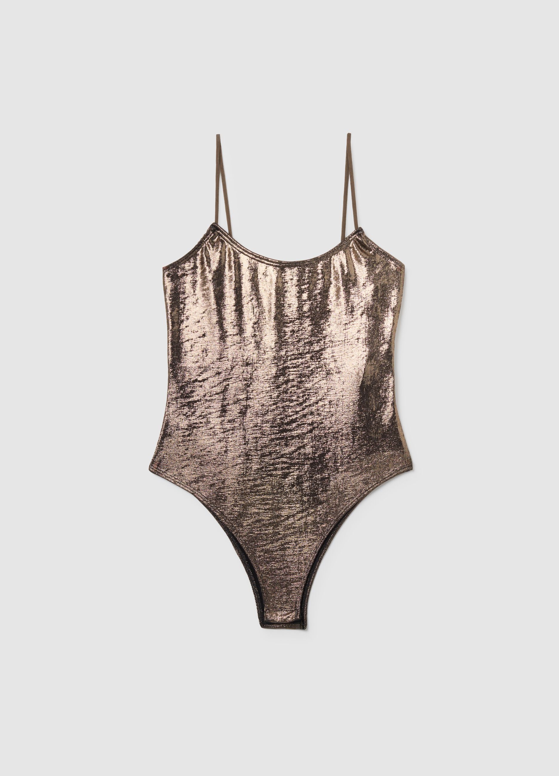 Body in tessuto elasticizzato marrone fitted