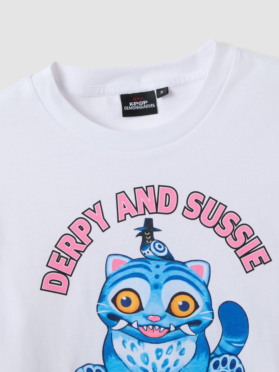 T-shirt in puro cotone bianca regular fit con stampa K-Pop Demon Hunters_1