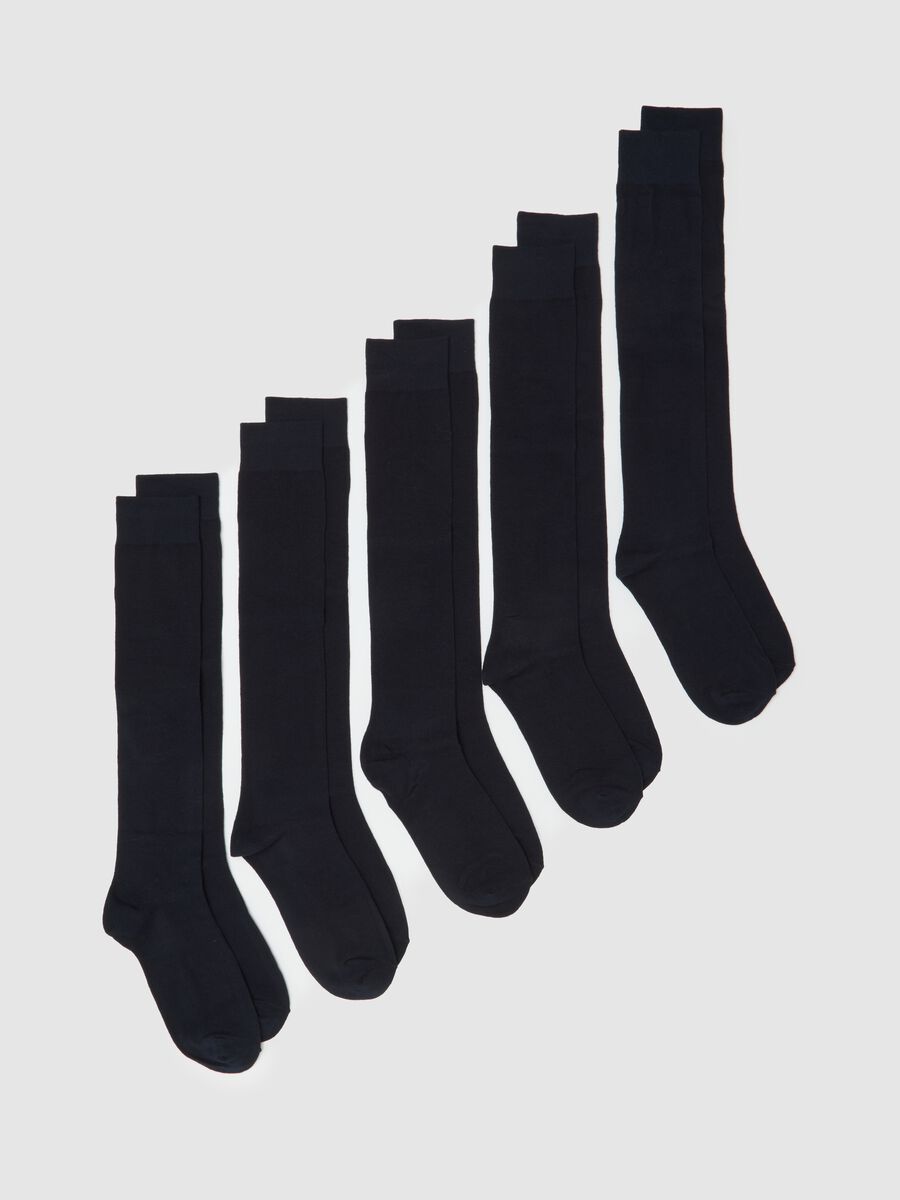Set of Blue Stretch Cotton Long Socks Multipack_0