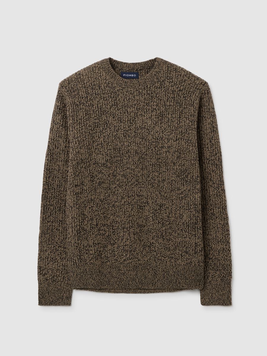 Brown round neck sweater regular fit_0