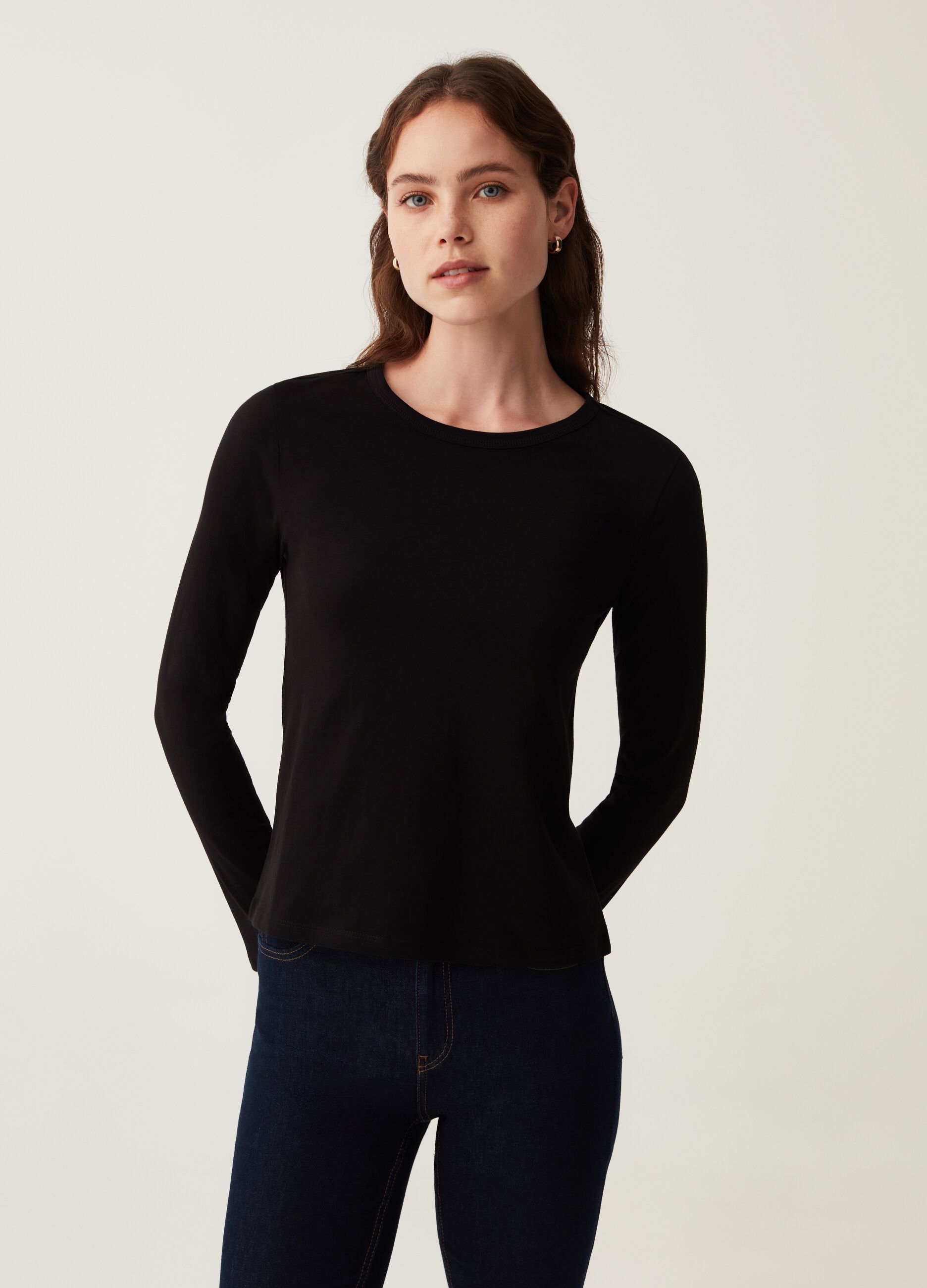 T-shirt a maniche lunghe in cotone_0