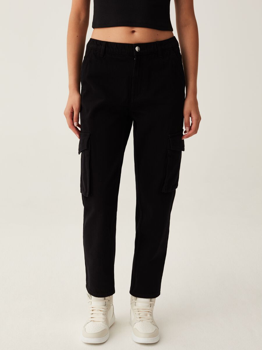 Pantaloni cargo in twill di cotone_1