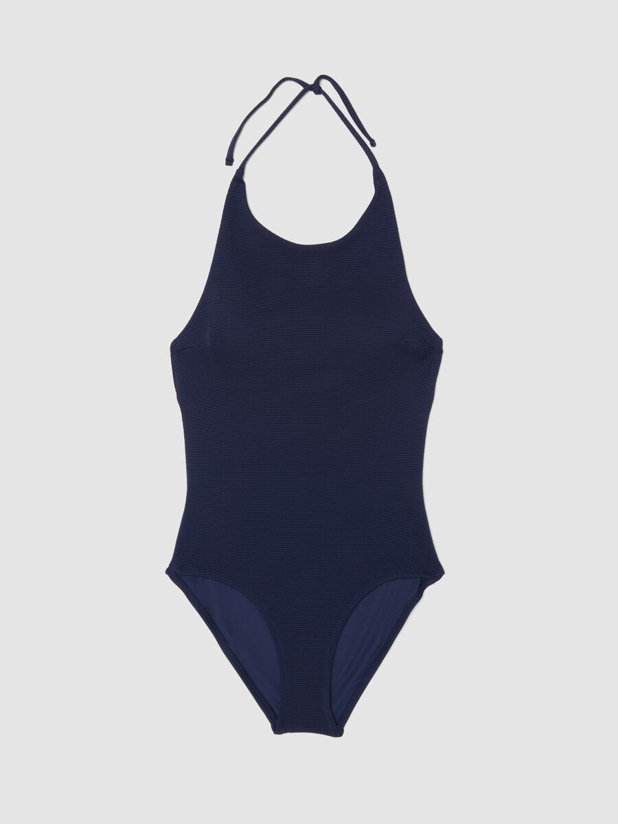 Costume intero blu in tessuto elasticizzato_4