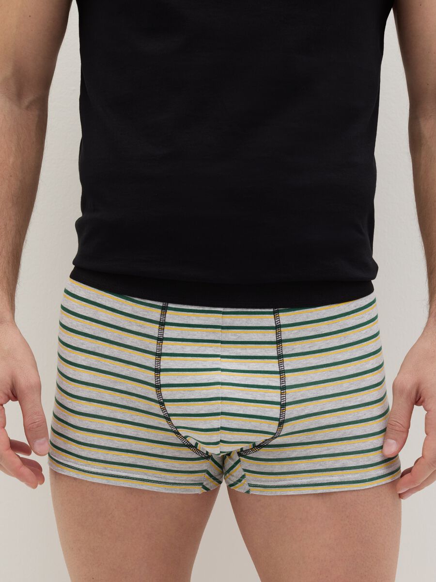 Midi boxer shorts in stretch cotton with pattern._1