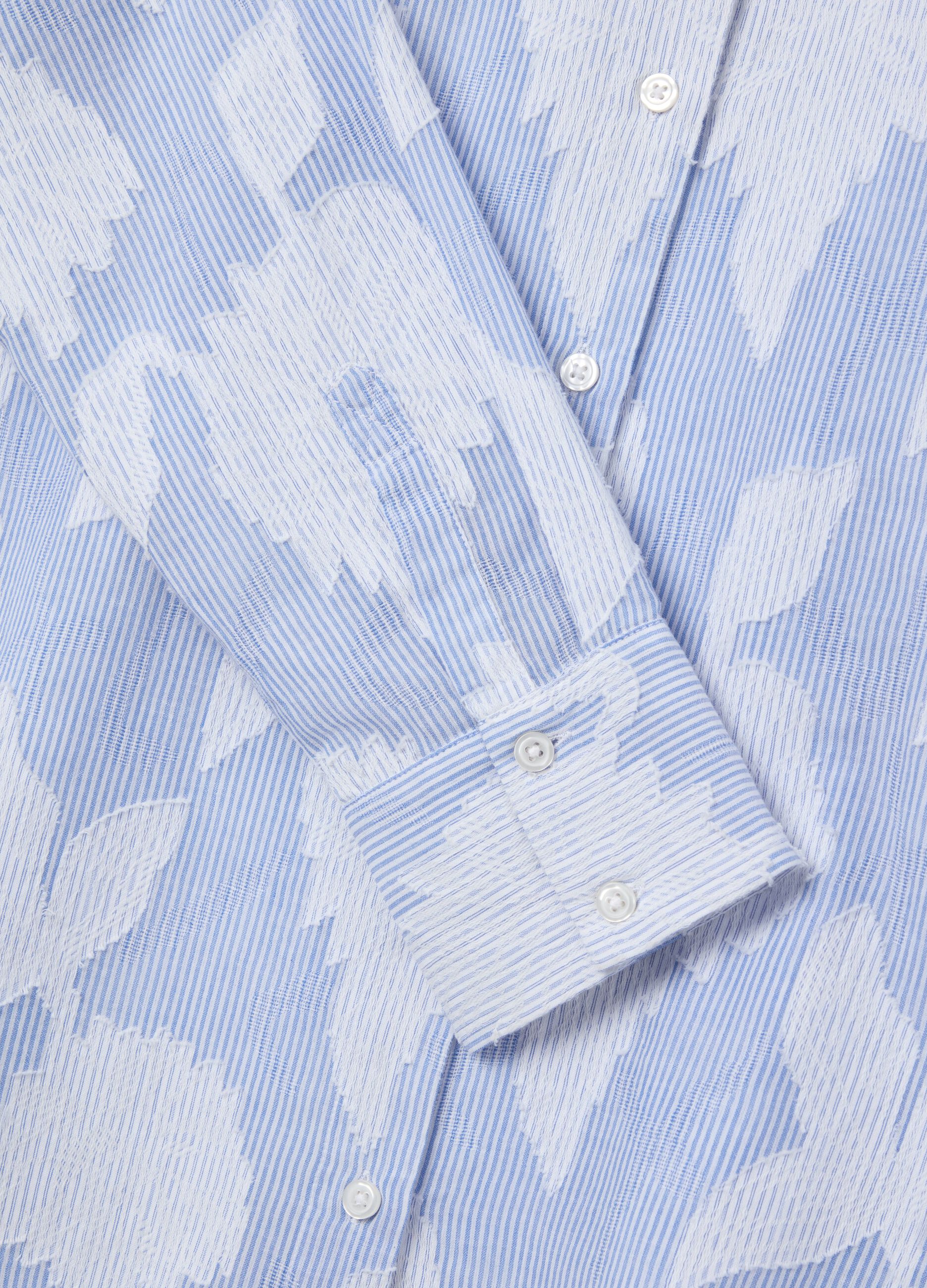 Shirt with thin stripes and embroidery
