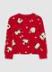 Girls' pure cotton red sweatshirt with penguins, regular fit_0
