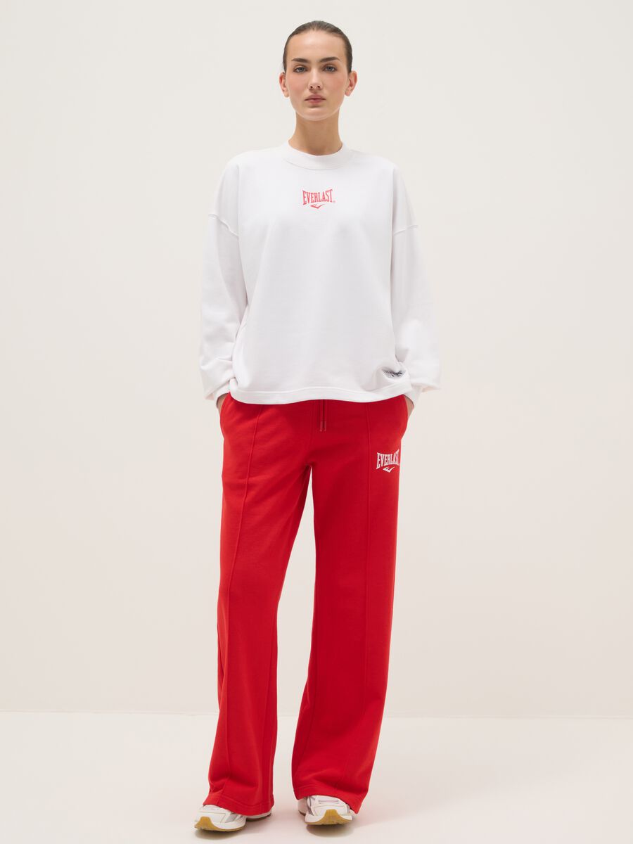 Red wide-leg cotton blend trousers regular fit with Everlast logo_0