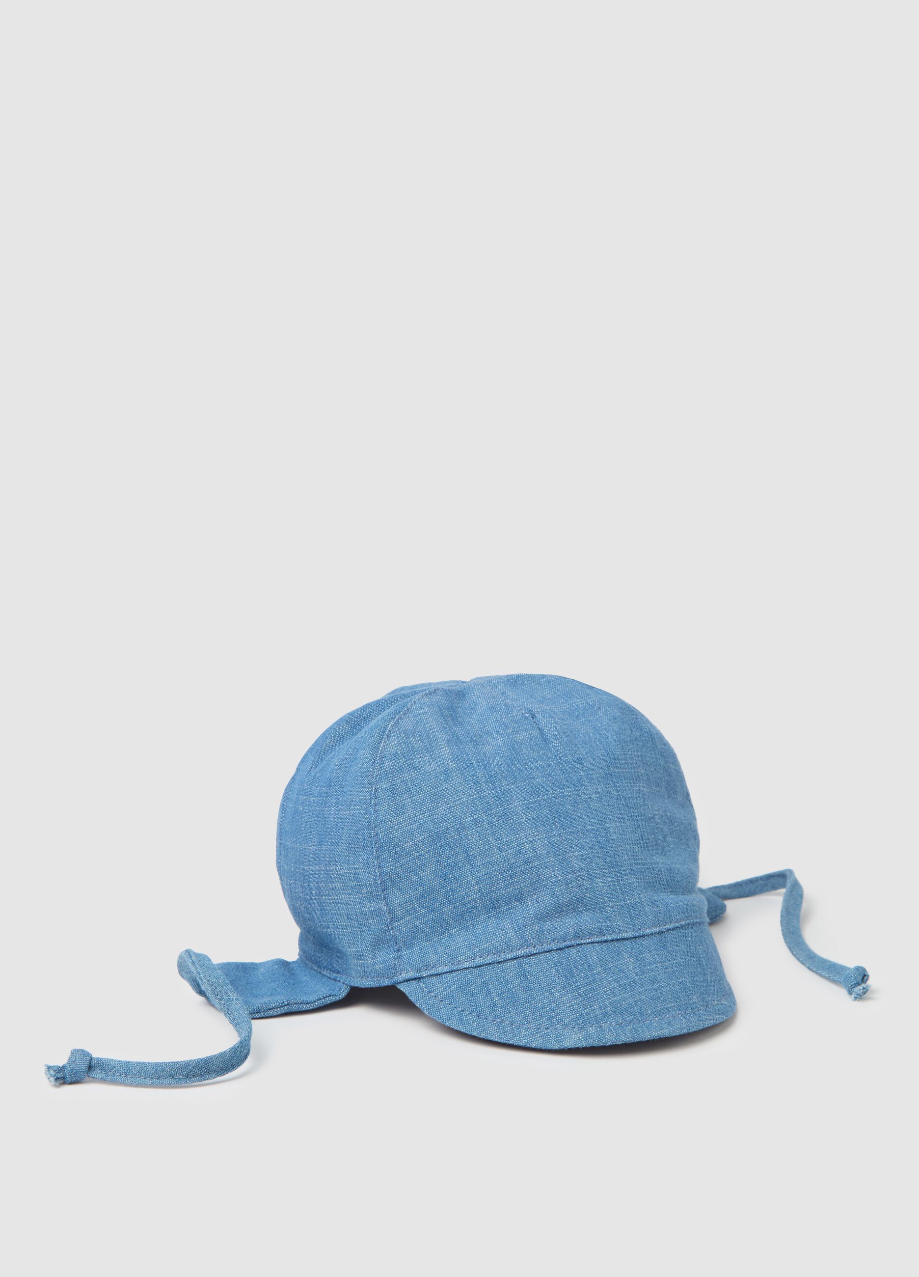 Denim cap with laces