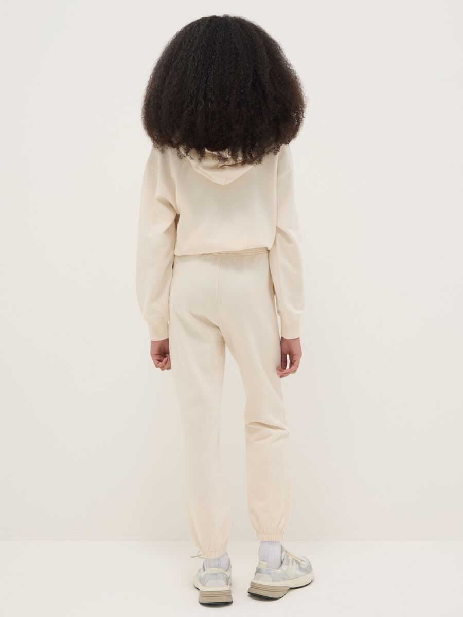 Girls' beige pure cotton trousers, regular fit_1