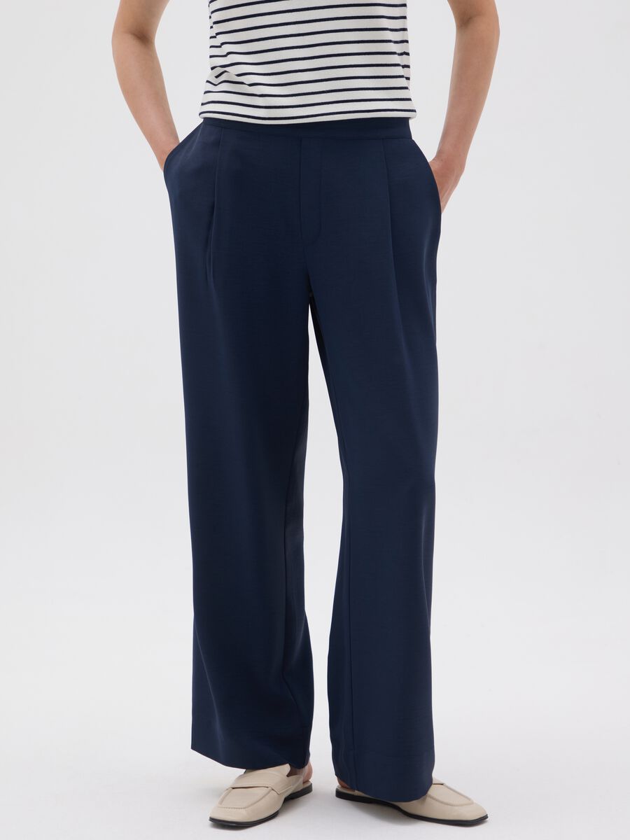 Women's blue trousers with regular fit_1