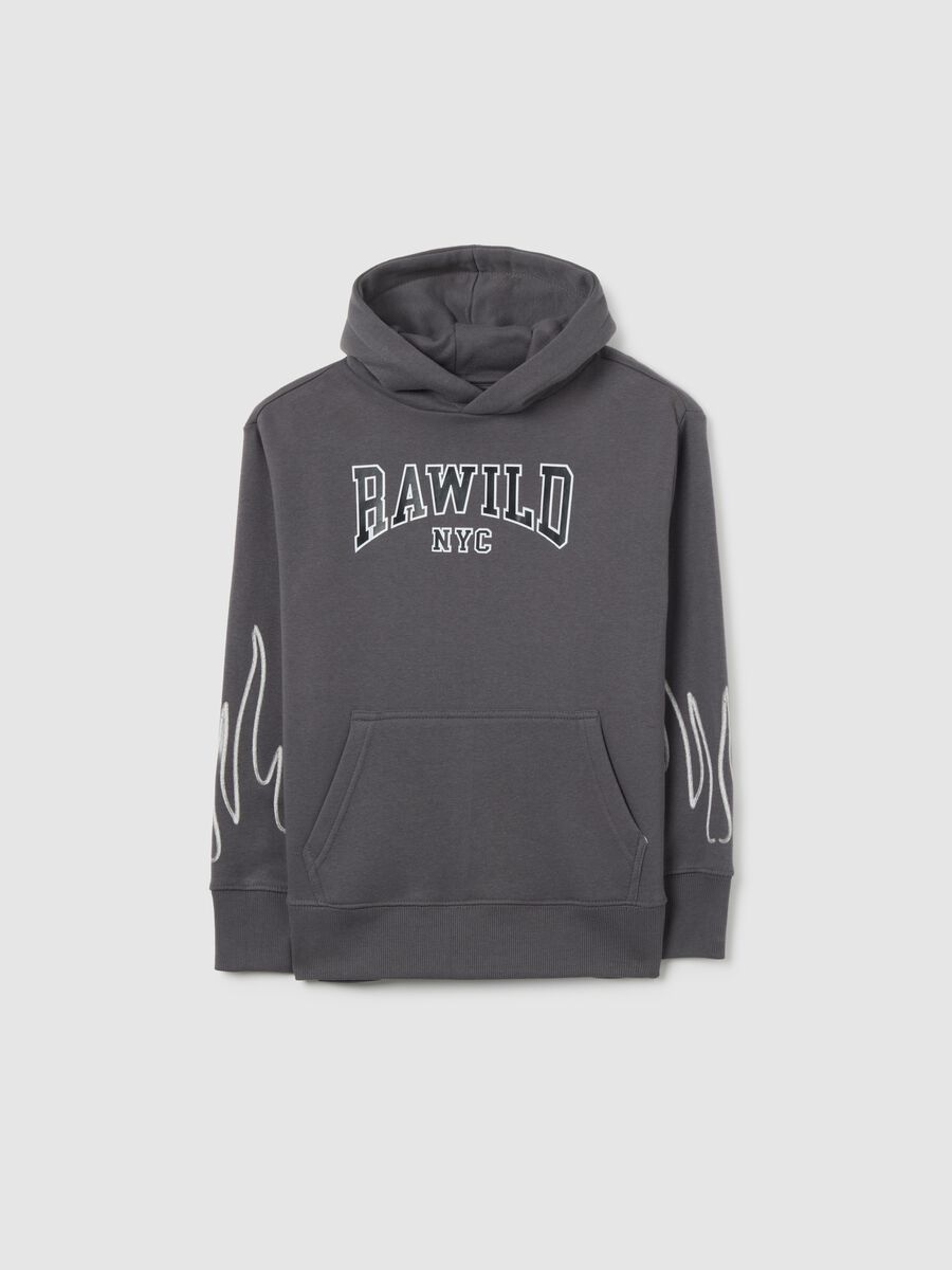 Grey regular fit cotton blend kids' hoodie_0