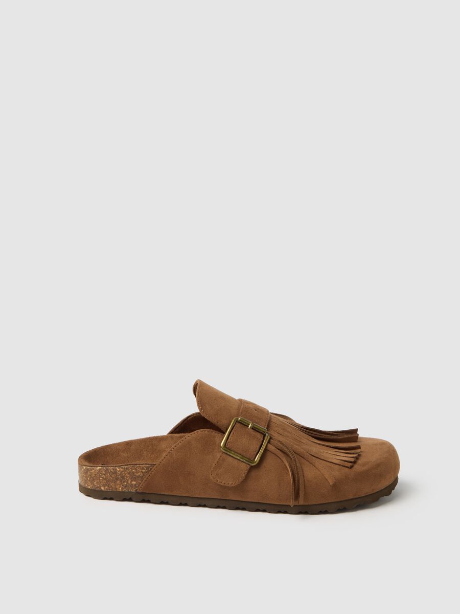 Brown clogs with fringes_0