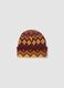 Cappello giallo e viola in lana elasticizzata jacquard_0