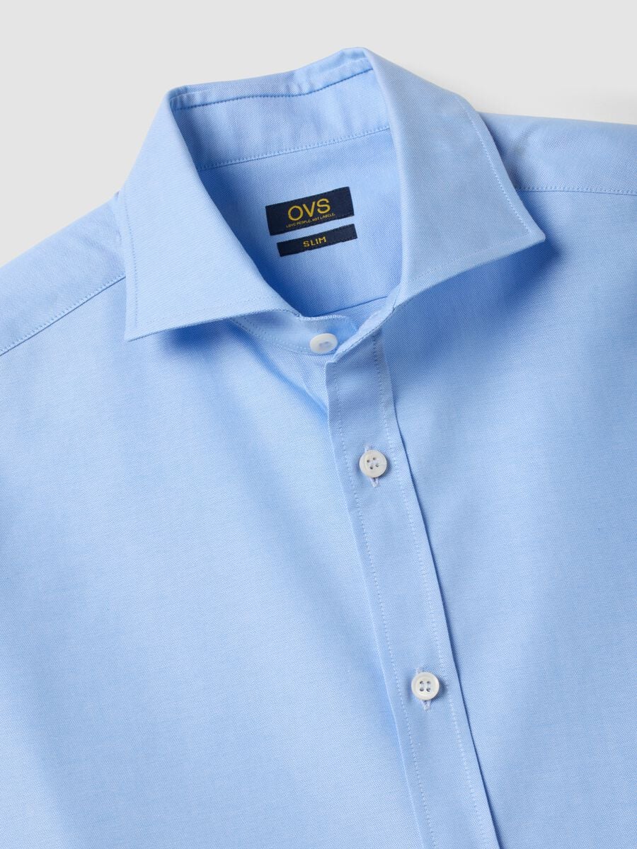 Camicia oxford azzurra in puro cotone con collo francese slim fit_6