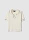 White viscose blend slim fit polo with contrast stitching_4
