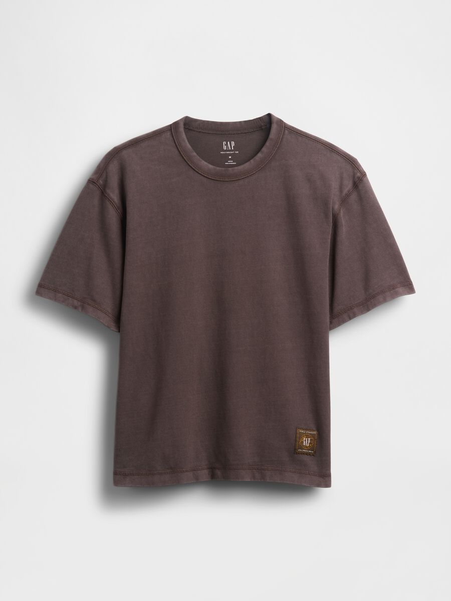 T-shirt marrone in cotone_3