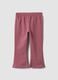 Purple flared leggings in stretchy organic cotton blend with heart print for baby girl_0