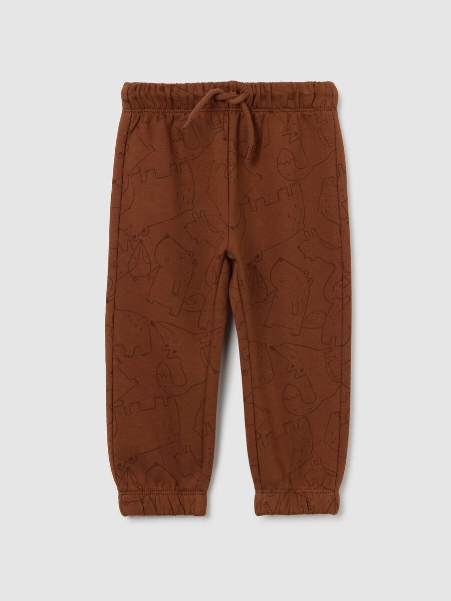 Brown regular fit pure cotton baby trousers_0
